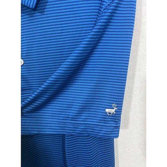 Michael Rouen Sz. XL Blue Striped Stretch Performance Polo Golf Outdoor Athletic - Picture 3 of 7